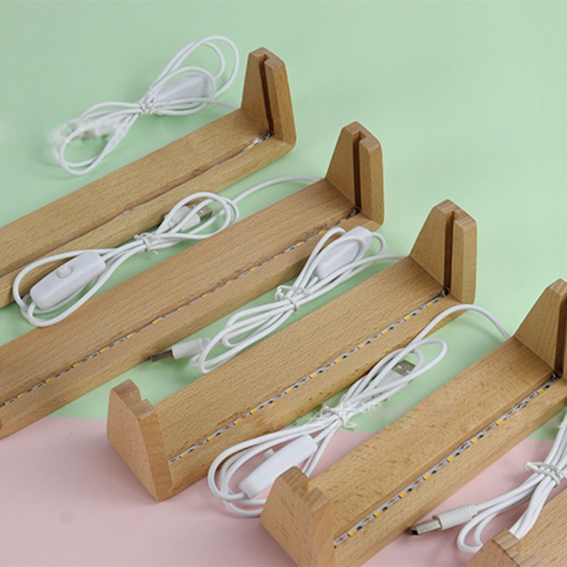 Lighting Decoration Stand - 5/6/7/8/10 inç Ahşap Şeklinde LED Işık