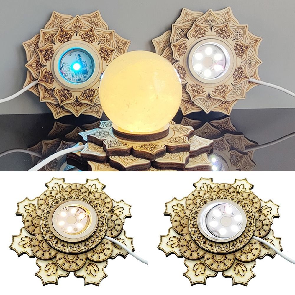 Lighting Decoration Stand - Lotus şekli ahşap dirsek kristal top